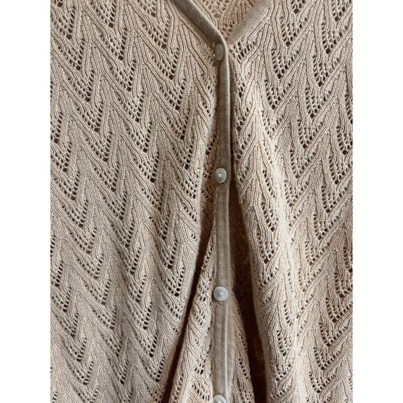 Long Sleeve Button Up Cardigan Granola Girl Y2K Eddie Bauer womens Size M Tan - Picture 3 of 8